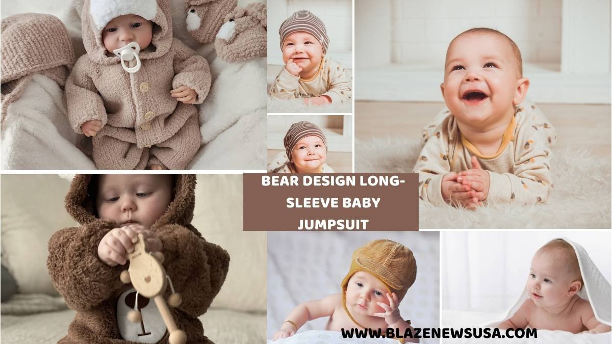 Bear Design Long-Sleeve Baby Jumpsuit